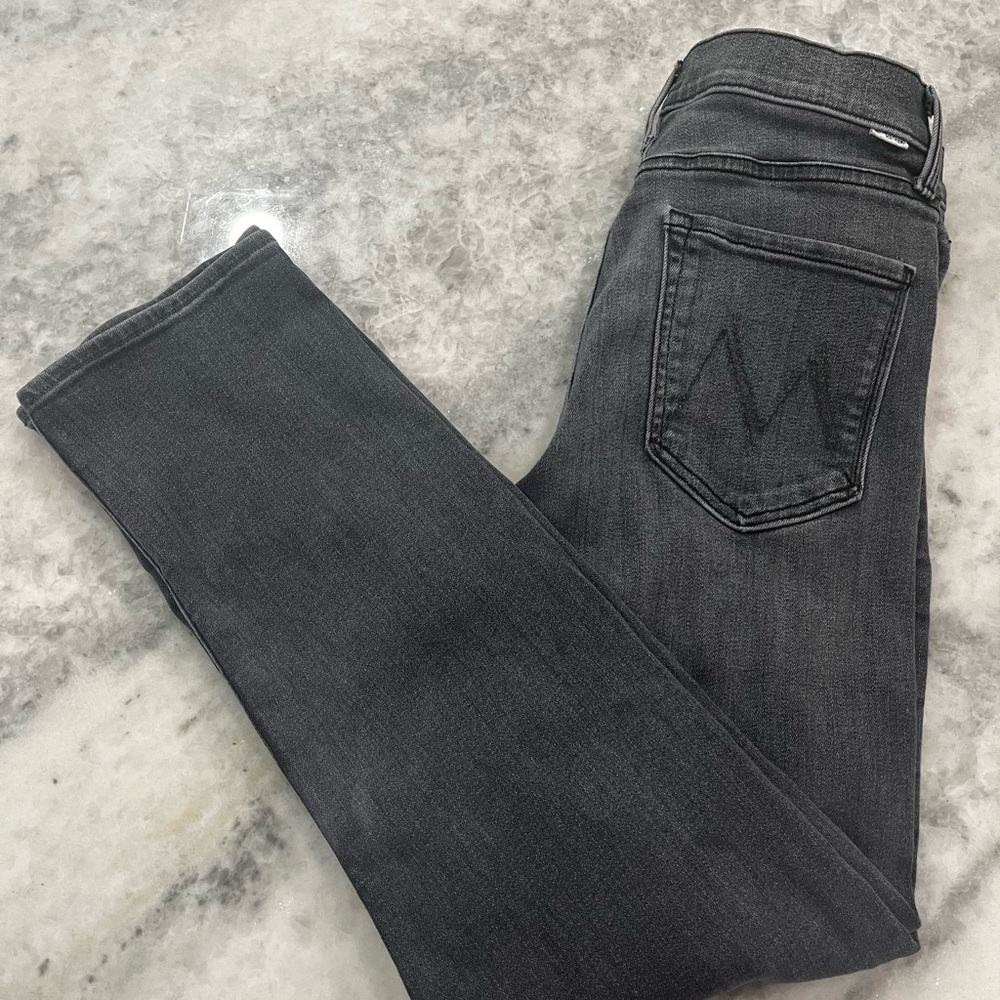 MOTHER Women's High-Rise Skinny Jeans in Washed Black